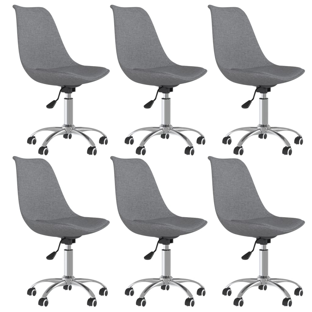 Dining room chairs 6 pcs. Swivel light grey fabric