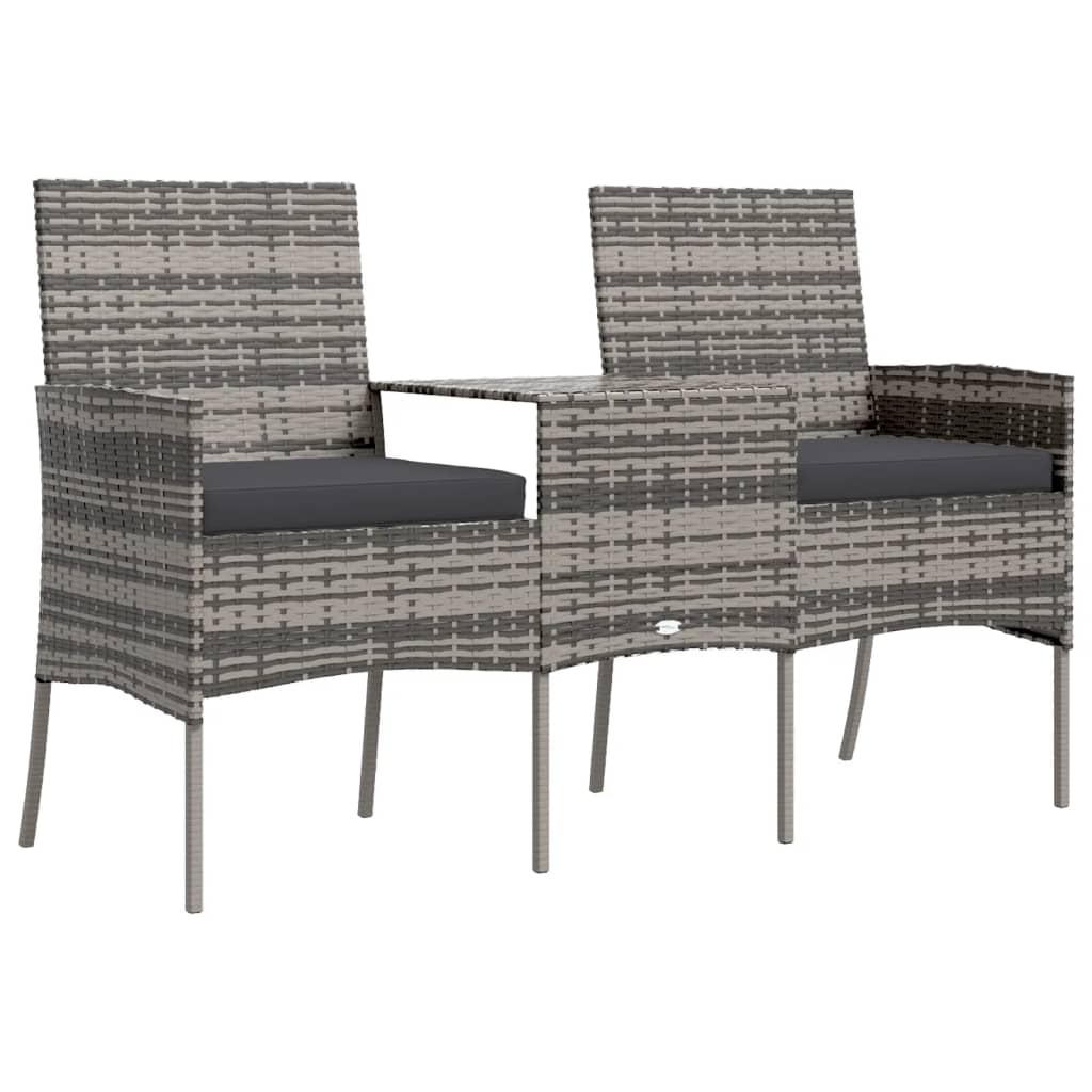 Dvosjed vrtna sofa sa stolićem za čaj poliratan antracit