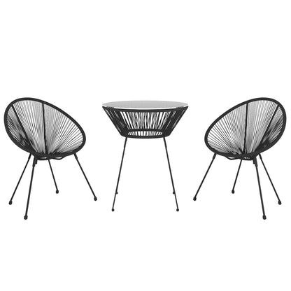 3-tlg. Garten-Essgruppe Schwarz