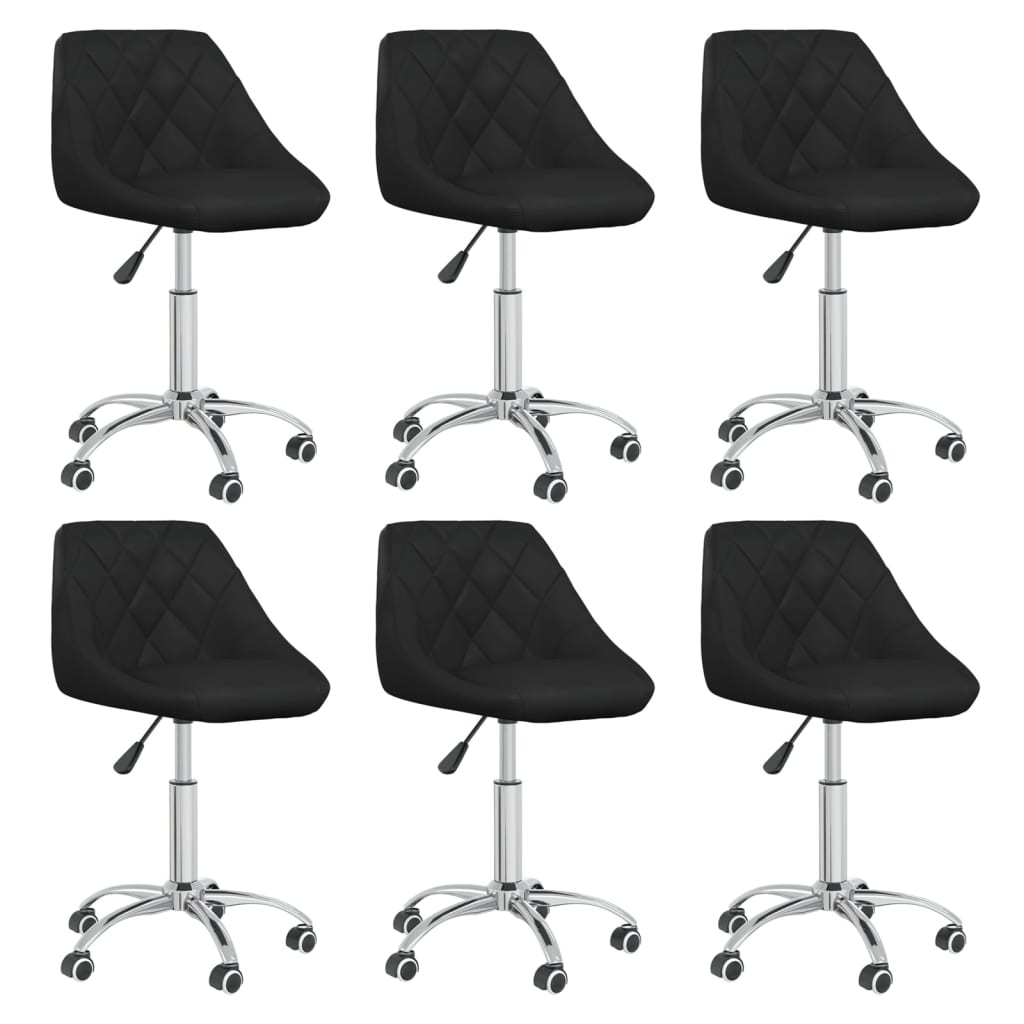 Dining room chairs 6 pcs. Swivel Black faux leather