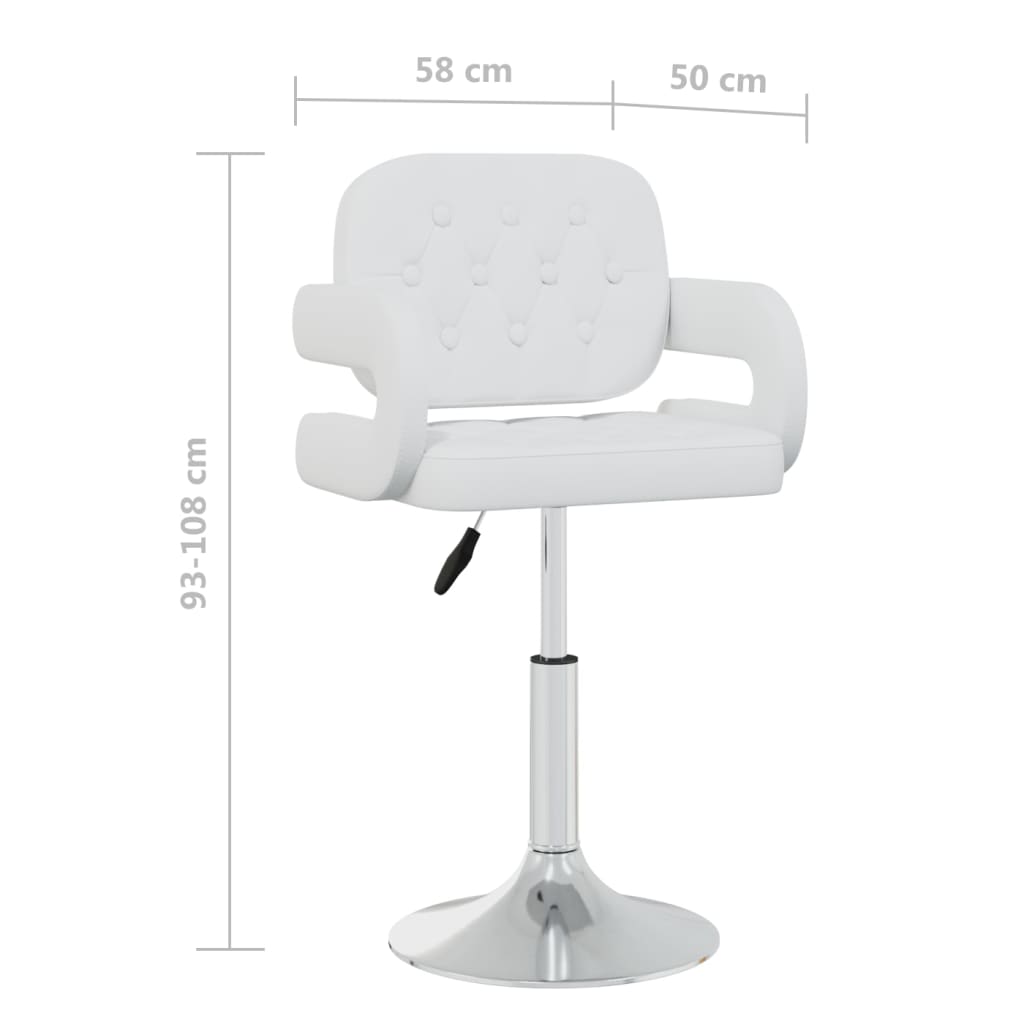 Dining room chairs 6 pcs. Swivel white faux leather