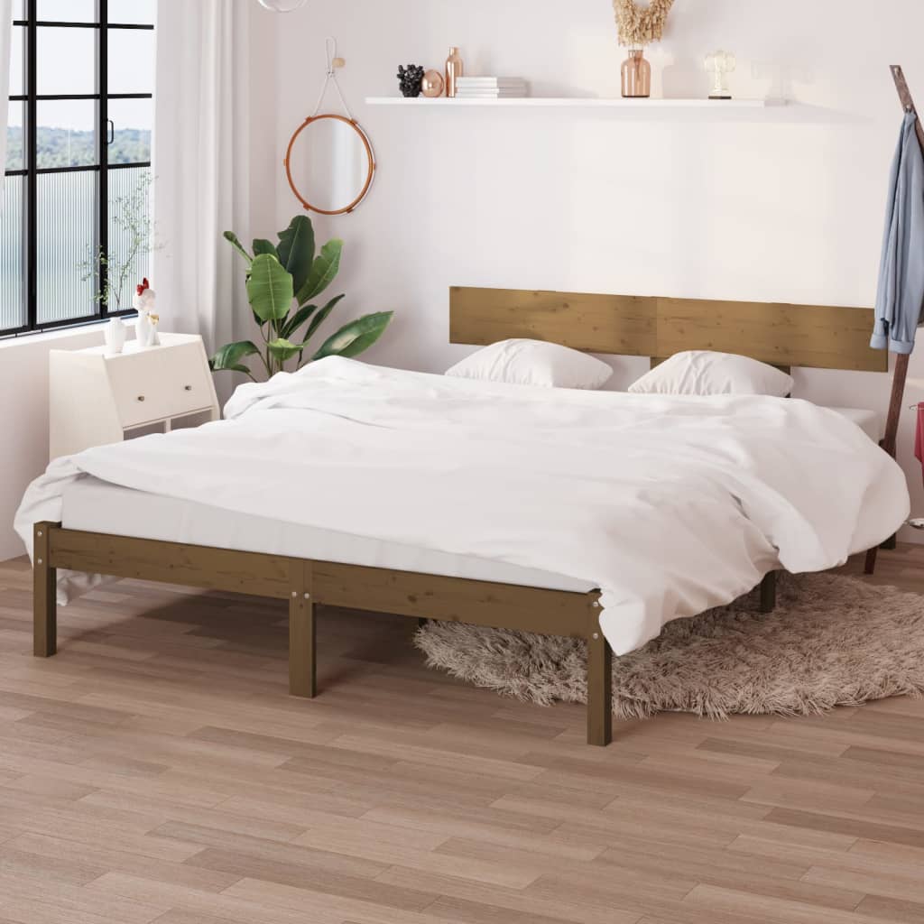 Solid wood bed honey brown pine 160x200 cm
