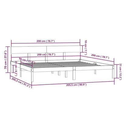 Krevet od punog drveta sivi bor 200x200 cm