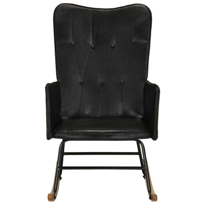 Schaukelstuhl Schwarz Echtleder