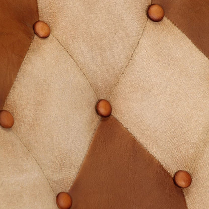 Rocking chair brown genuine leather and canvas