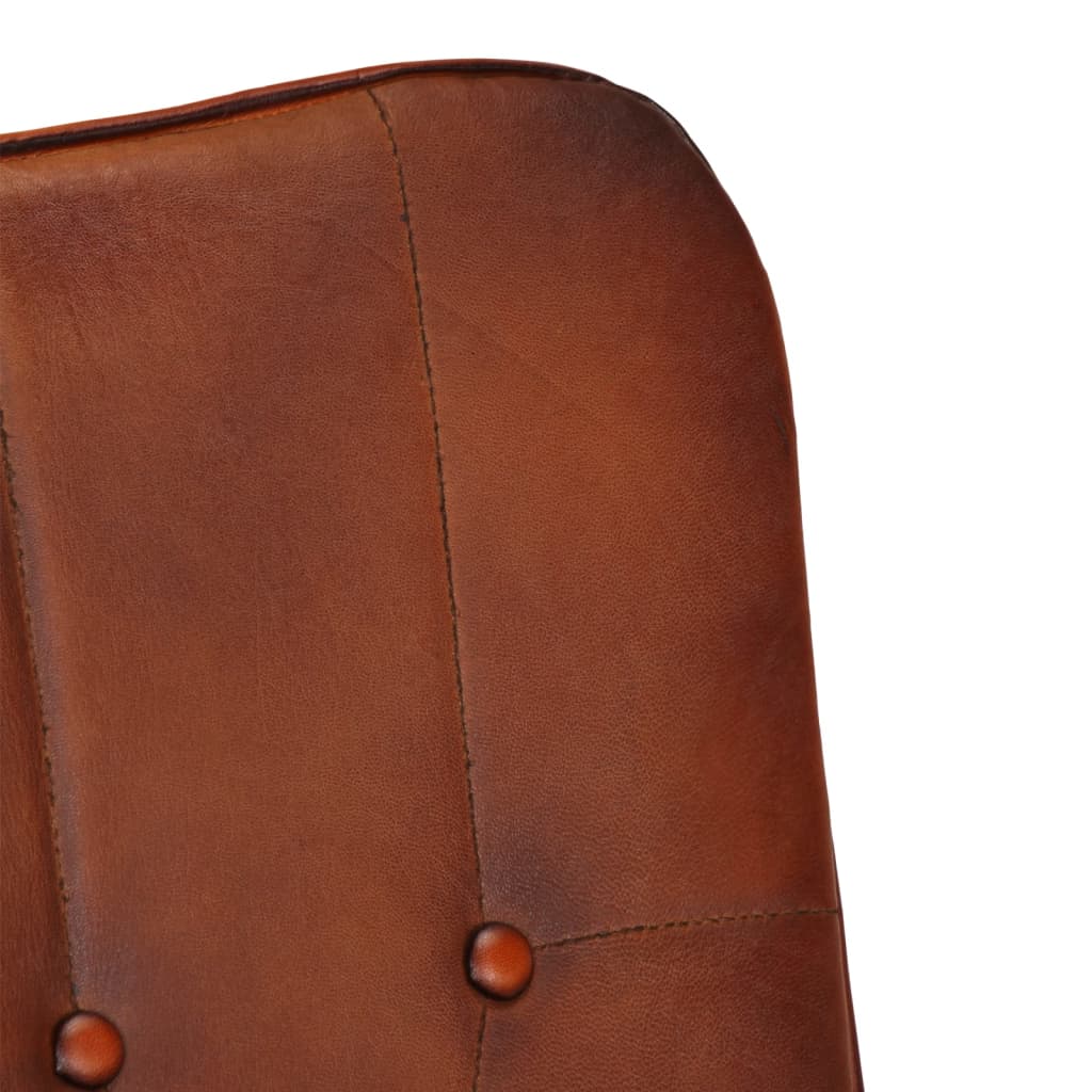 Schaukelstuhl mit Hocker Braun Echtleder