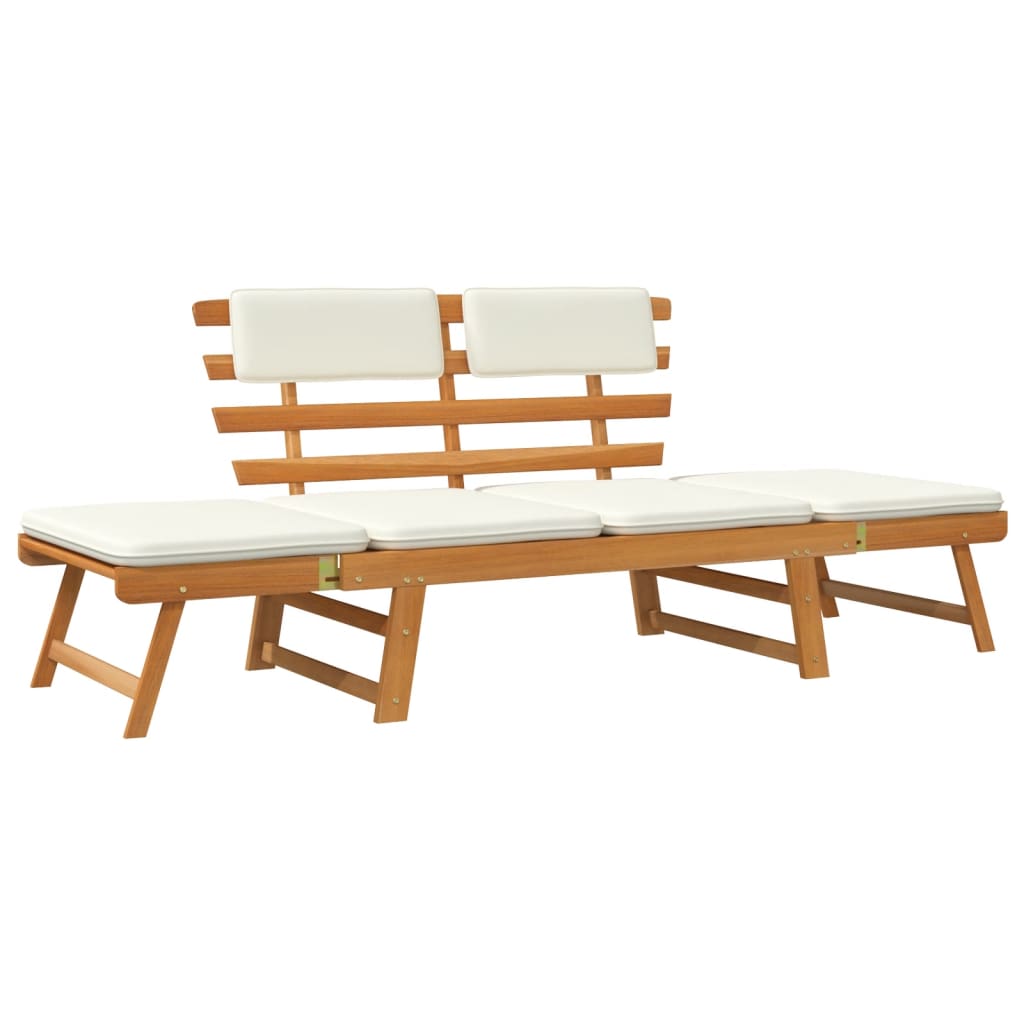Garden bench with cushion 2-in-1 190 cm solid acacia wood