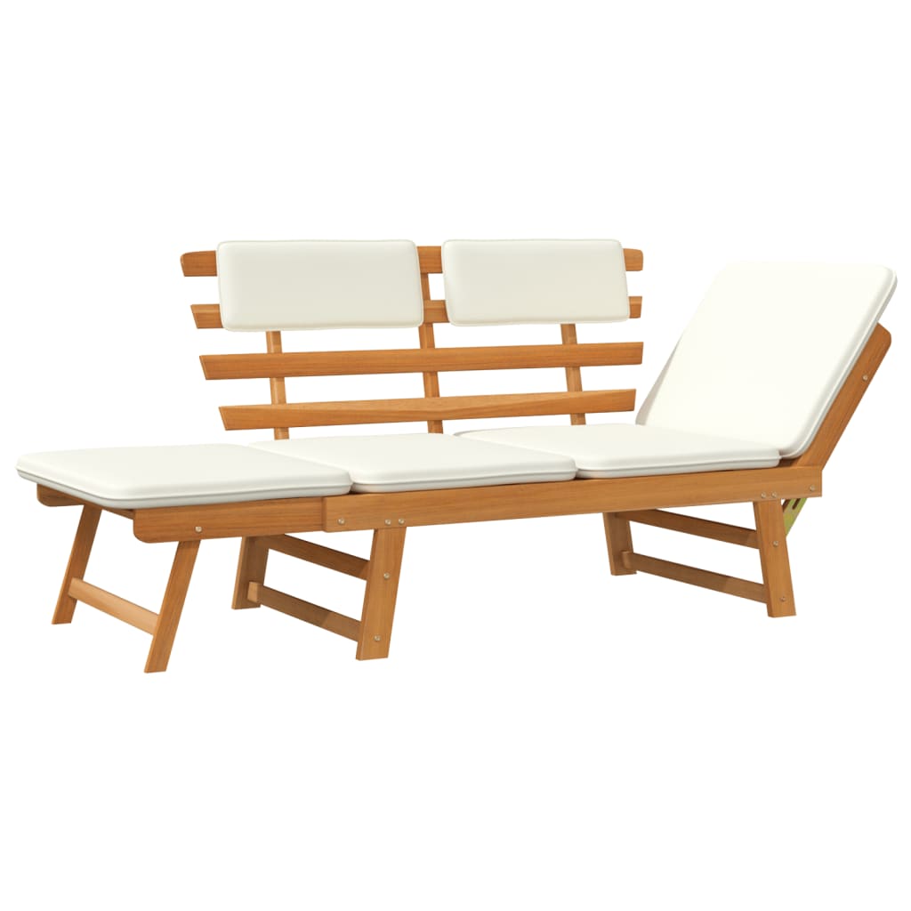 Garden bench with cushion 2-in-1 190 cm solid acacia wood