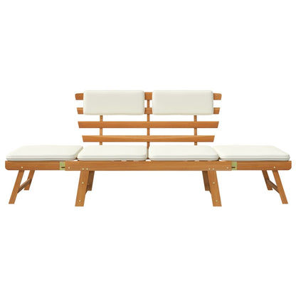 Garden bench with cushion 2-in-1 190 cm solid acacia wood