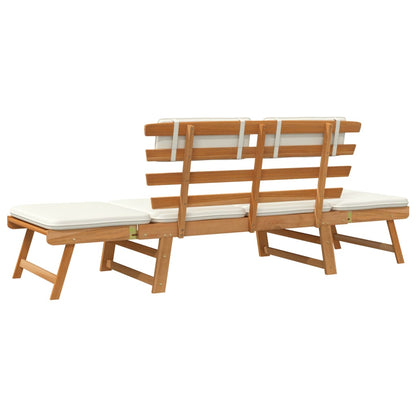 Garden bench with cushion 2-in-1 190 cm solid acacia wood