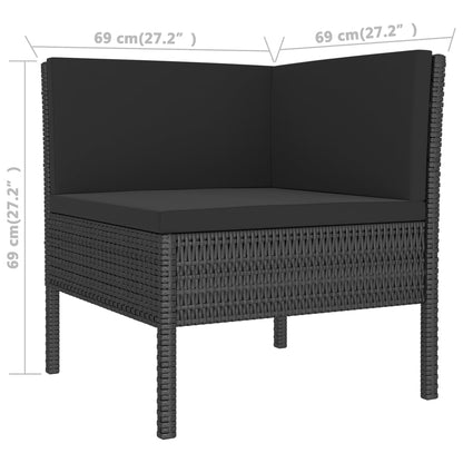 5-piece garden lounge set with cushions poly rattan black