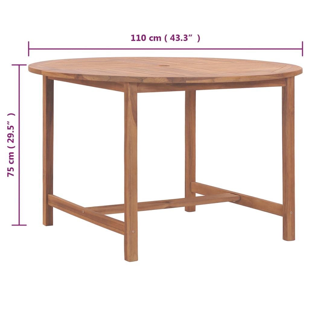 Garden dining table Ø110x75 cm solid teak wood