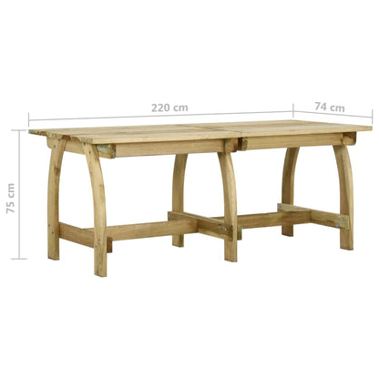 Garden table 220x74x75 cm pinewood impregnated