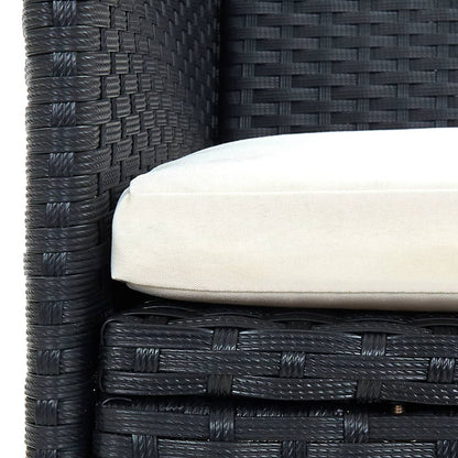 9-tlg. Garten-Essgruppe mit Kissen Poly Rattan Schwarz