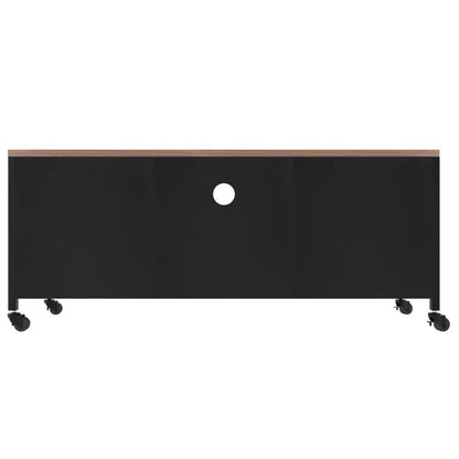 TV cabinet black 110x30x43 cm iron and solid fir wood