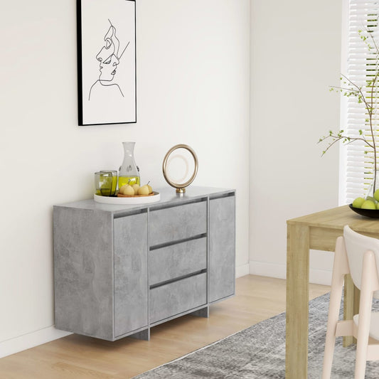 Sideboard with 3 drawers concrete grey 120x41x75 cm wood material