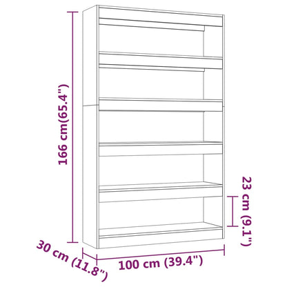 Bookcase/room divider brown oak look 100x30x166 cm