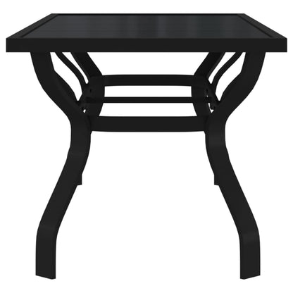 Garden table black 180x80x70 cm steel and glass