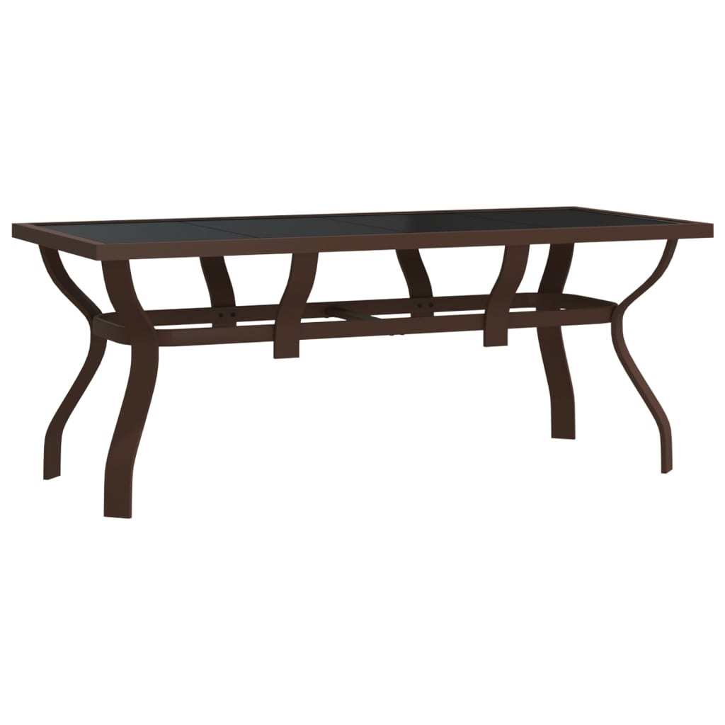Garden table brown and black 180x80x70 cm steel and glass