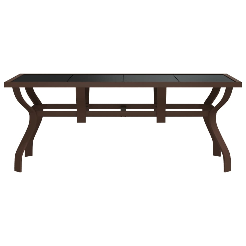 Garden table brown and black 180x80x70 cm steel and glass