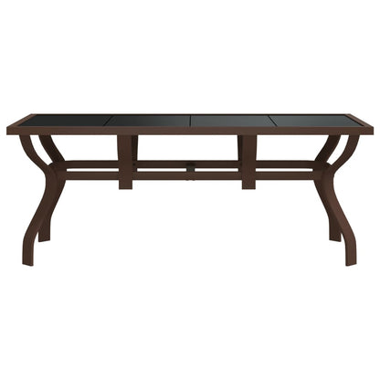 Garden table brown and black 180x80x70 cm steel and glass