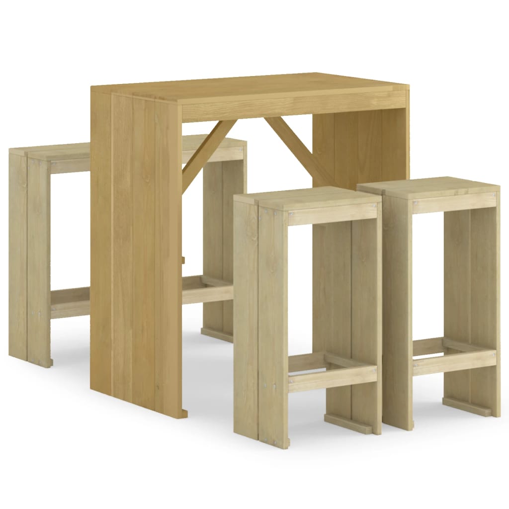 5-piece garden bar set impregnated pinewood