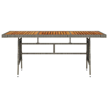 Garden table grey 160x70x72 cm poly rattan &amp; solid acacia wood