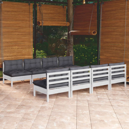9-piece garden lounge set with cushions solid pine wood