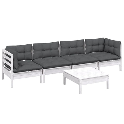 5-tlg. Garten-Lounge-Set mit Kissen Kiefer Massivholz