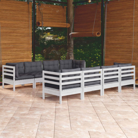 9-tlg. Garten-Lounge-Set mit Kissen Kiefer Massivholz