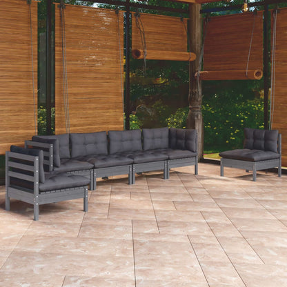 6-piece garden lounge set with cushions solid pine wood