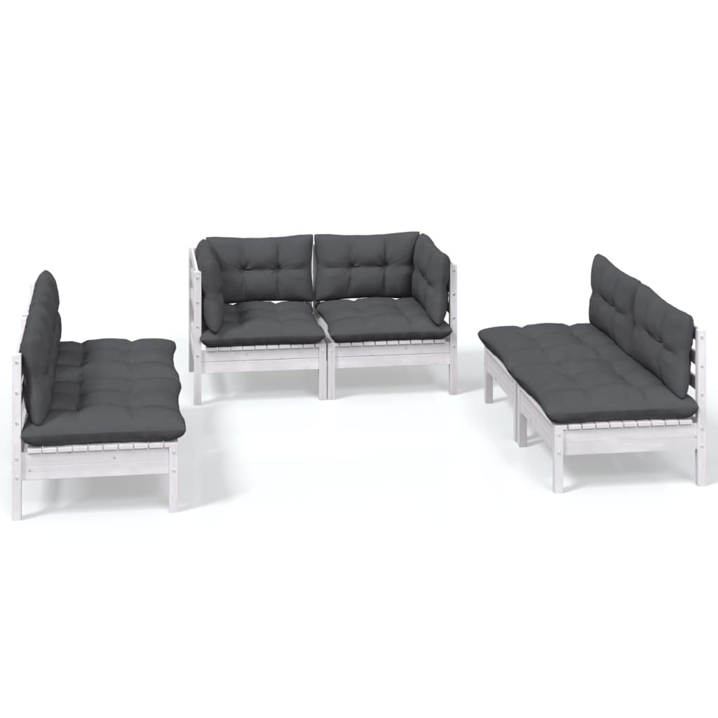 6-piece garden lounge set with cushions solid pine wood