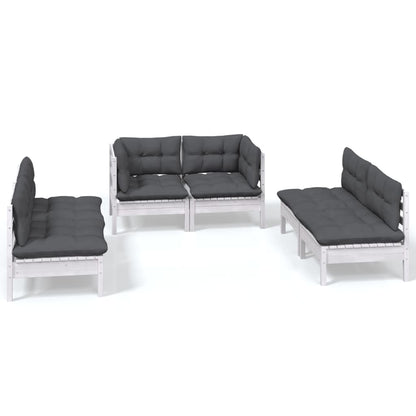 6-piece garden lounge set with cushions solid pine wood