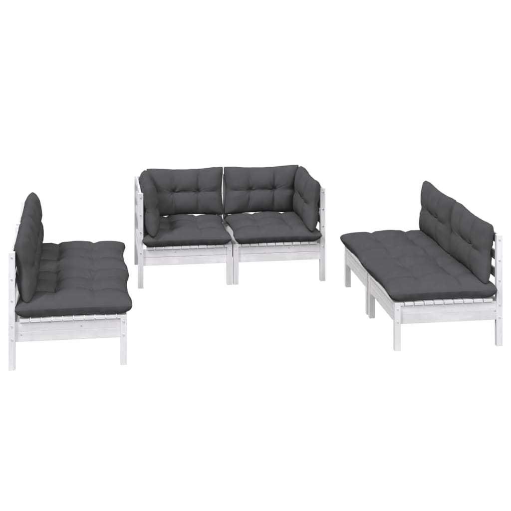 6-piece garden lounge set with cushions solid pine wood