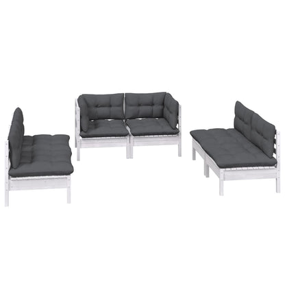 6-piece garden lounge set with cushions solid pine wood