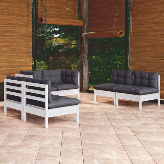 6-piece garden lounge set with cushions solid pine wood