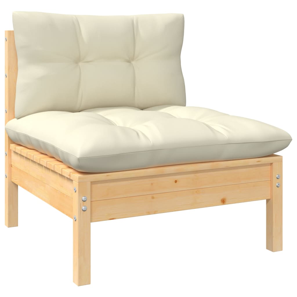 5-piece garden lounge set with cream cushions pinewood