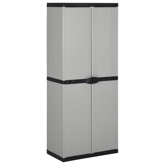 Garden storage cabinet with 3 shelves grey &amp; black 68x40x168 cm