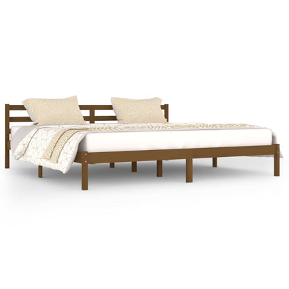Solid pine bed 200x200 cm honey brown