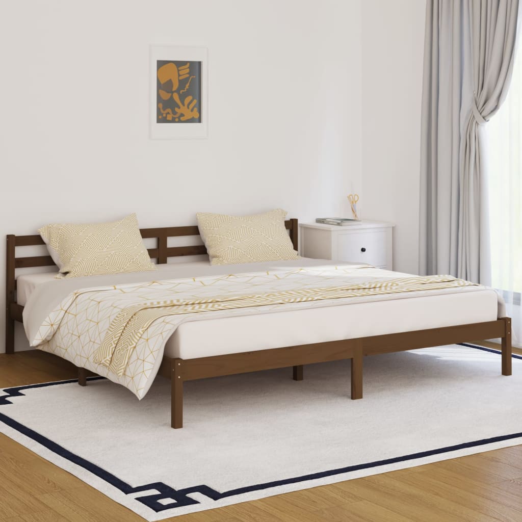 Solid pine bed 200x200 cm honey brown