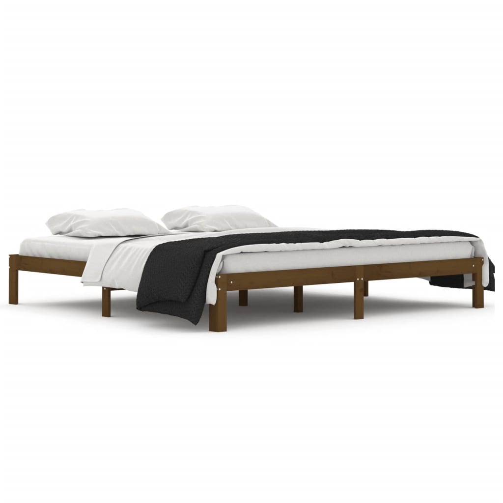 Solid wood bed honey brown pine 200x200 cm