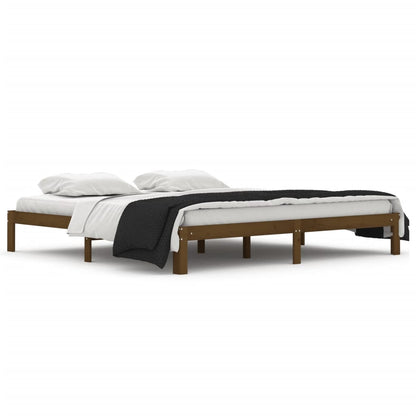 Solid wood bed honey brown pine 200x200 cm