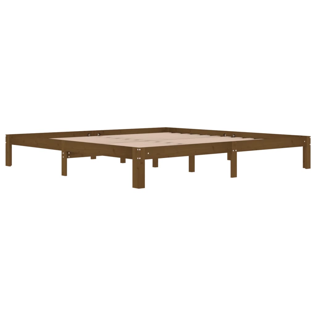 Solid wood bed honey brown pine 200x200 cm