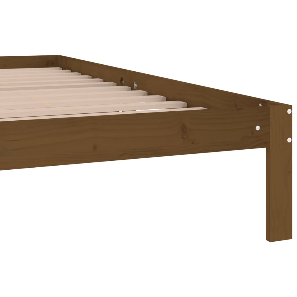 Solid wood bed honey brown pine 200x200 cm