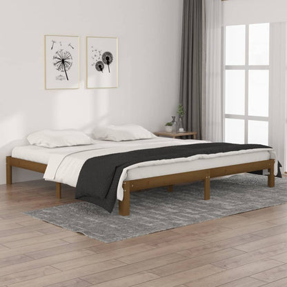 Solid wood bed honey brown pine 200x200 cm