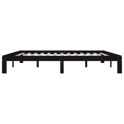 Solid wood bed black pine 200x200 cm