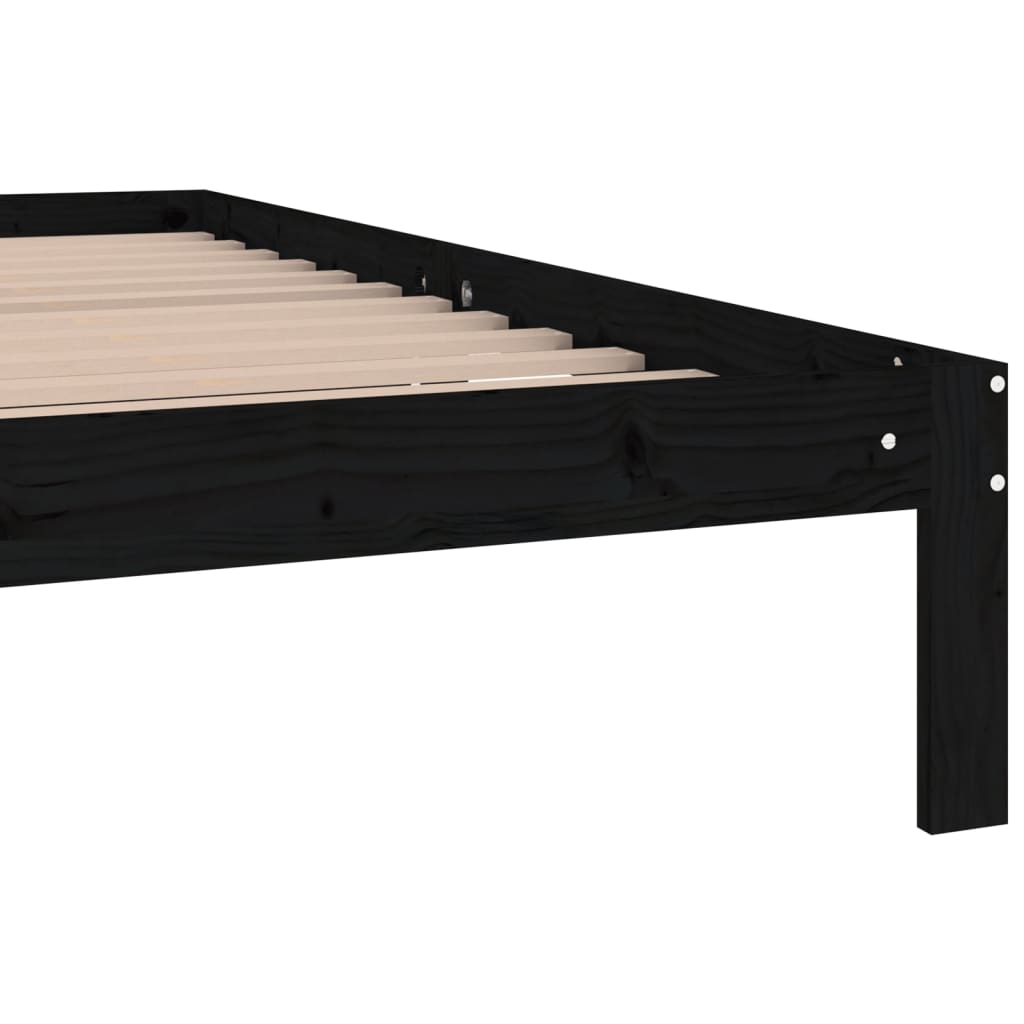 Solid wood bed black pine 200x200 cm