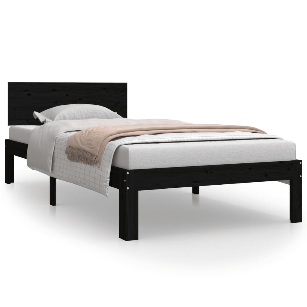 Solid wood bed black pine 90x200 cm