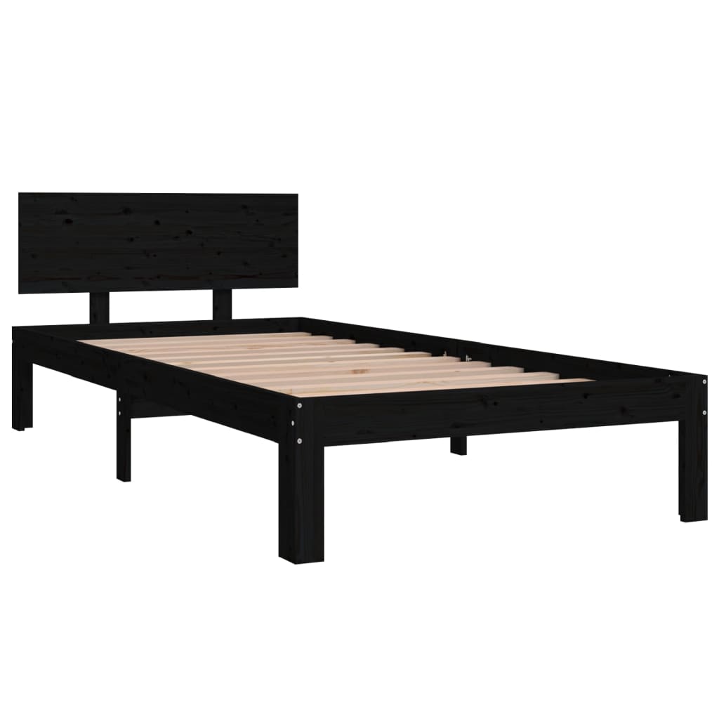 Solid wood bed black pine 90x200 cm