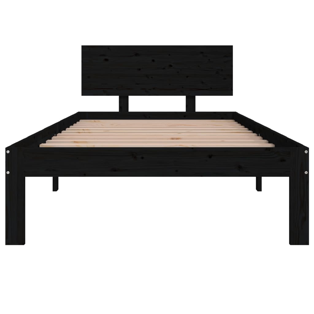 Solid wood bed black pine 90x200 cm